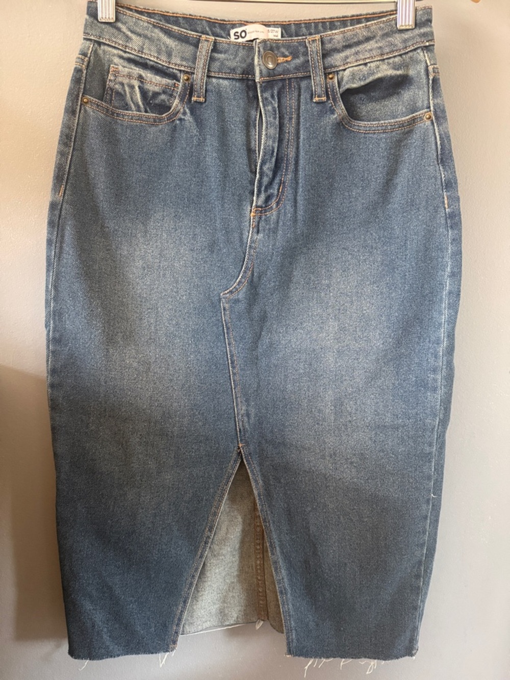 SO Blue Denim Jeans with Gold Stitching